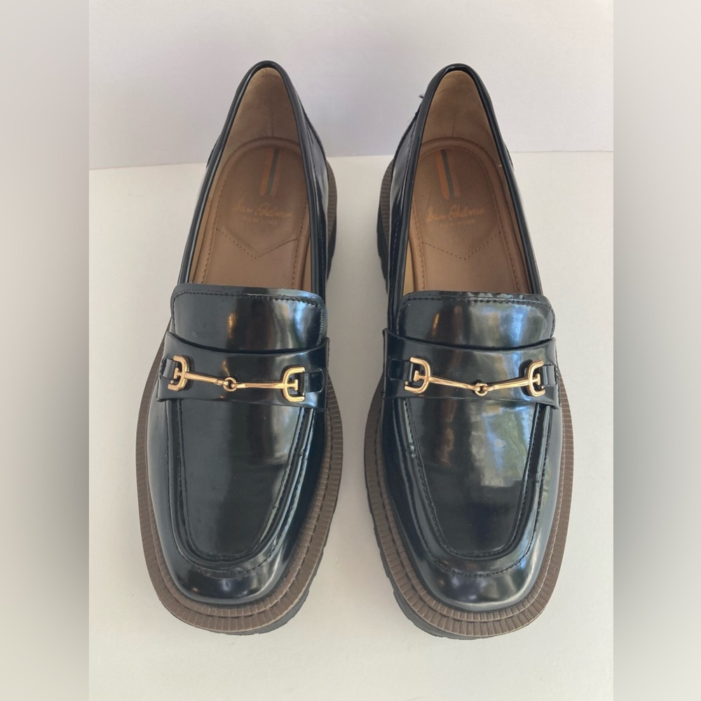 Women's Sam Edelman Black  Laurs Loafer Size 7.5M Leather Chunky Platform - Picture 5 of 9